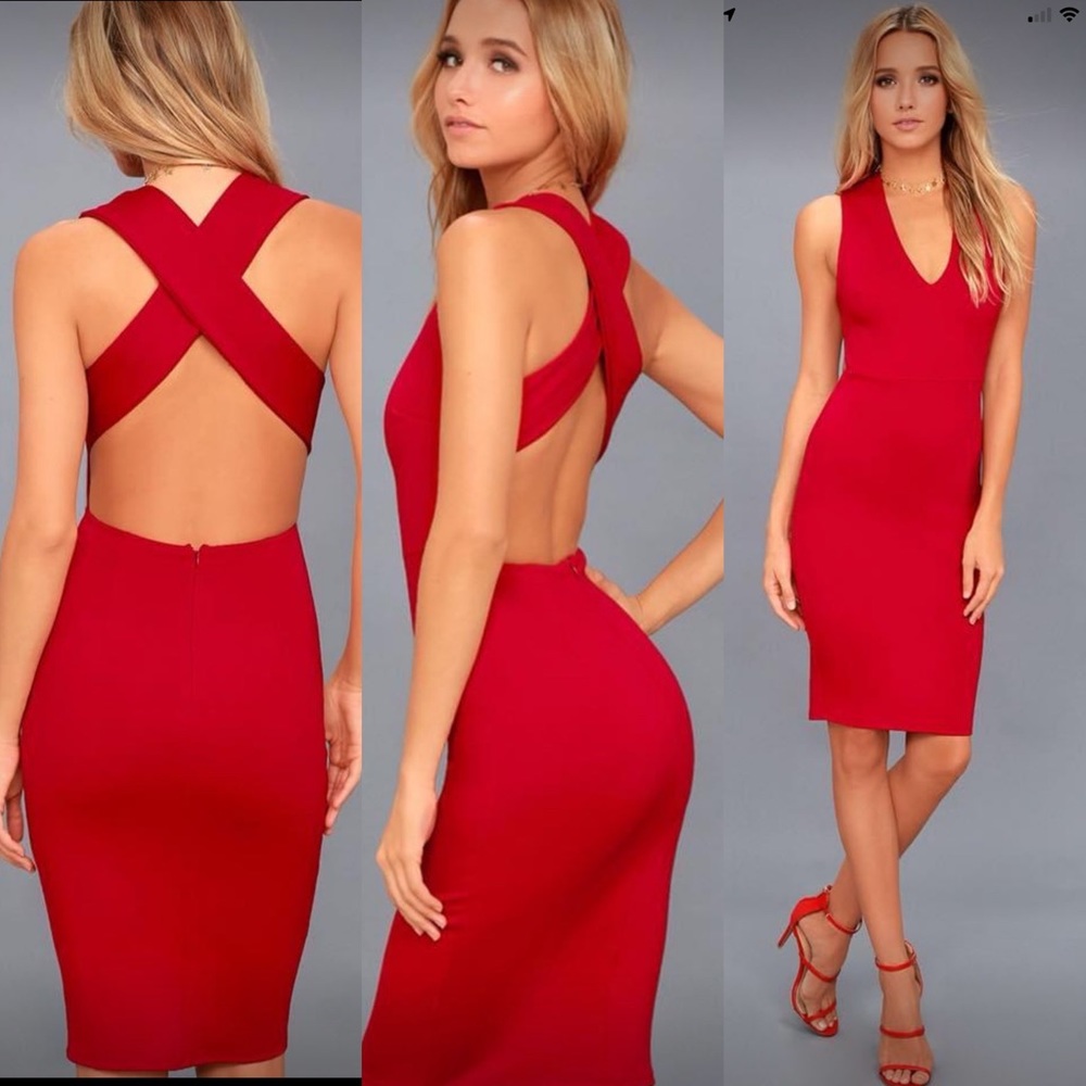 Fire Engine Red Open Back Dress
